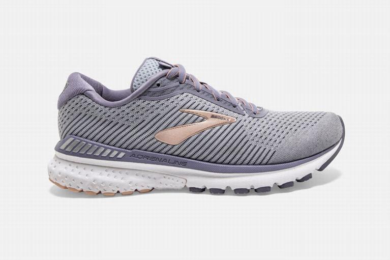 Brooks Adrenaline Gts 20 - Womens Road Running Shoes - Grey/White/Purple (63092HZYT)